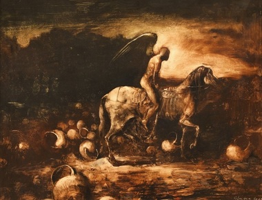 „The Knight of Death”, ulei pe carton de Adrian Ghenie, de vânzare la Artmark