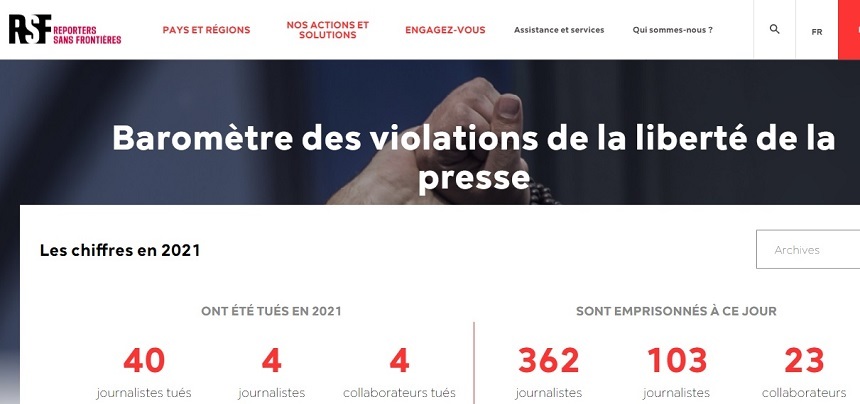 Reporters sans frontières: 488 de jurnalişti sunt închişi în lume, un record