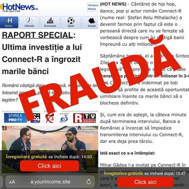 Directoratul Naţional de Securitate Cibernetică avetizează că şi identitatea vizuală a HotNews a fost copiată cu scopul de a frauda utilizatorii şi de a le extrage date personale sau date financiare 