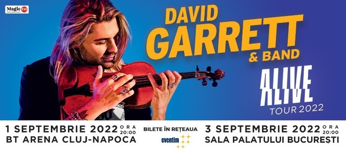 Concertele violonistului David Garrett de la Bucureşti şi Cluj-Napoca, programate în mai, se amână pentru luna septembrie