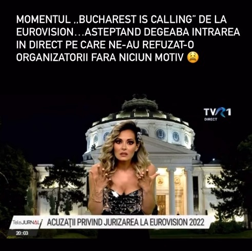 Scandal la Eurovision: Prezentatoarea TVR Eda Marcus a publicat filmarea cu momentul său de consternare după ce României i-a fost anulat votul juriului: "Au sărit pur şi simplu peste noi ca şi când nu am fi existat" - VIDEO