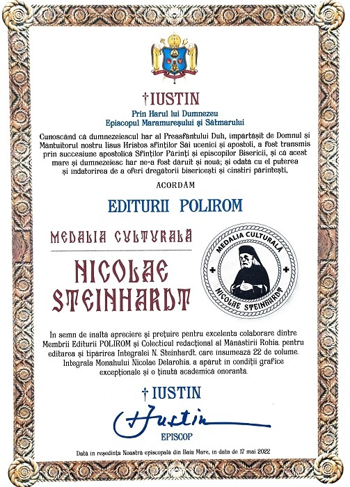 Medalia Culturală "Nicolae Steinhardt", acordată Editurii Polirom
