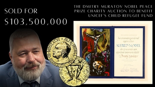 Jurnalistul rus Dmitri Muratov şi-a vândut la licitaţie medalia Premiului Nobel pentru Pace contra sumei de 103,5 milioane de dolari