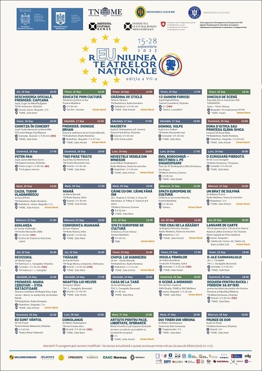 Spectacole şi dezbateri culturale organizate cu sprijinul ICR la Reuniunea Teatrelor Naţionale Româneşti de la Chişinău