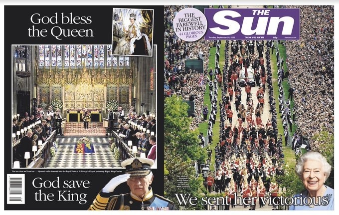 Prima pagină a ziarelor din Marea Britanie după funeraliile reginei - Financial Times: „Oamenii care îşi fac datoria se întâlnesc rar de-a lungul vieţii. Liderii în serviciul public sunt mai rari” - FOTO