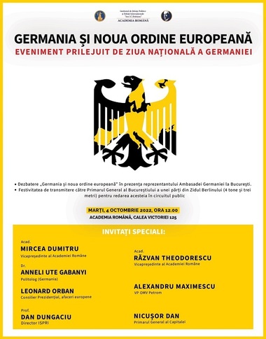 O secţiune autentică din Zidul Berlinului va fi donată Primăriei Municipiului Bucureşti în cadrul evenimentului "Germania şi Noua Ordine Europeană"