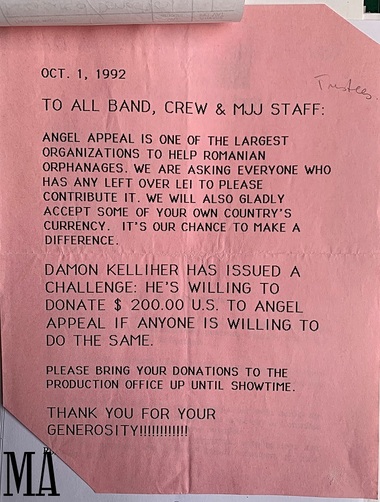 Muzeul Abandonului - Chitanţa cu sumele donate în timpul concertului lui Michael Jackson de acum 30 de ani pentru copiii abandonaţi ai României, digitalizată