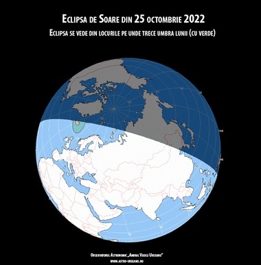 Eclipsa de Soare din 25 octombrie, vizibilă parţial din România