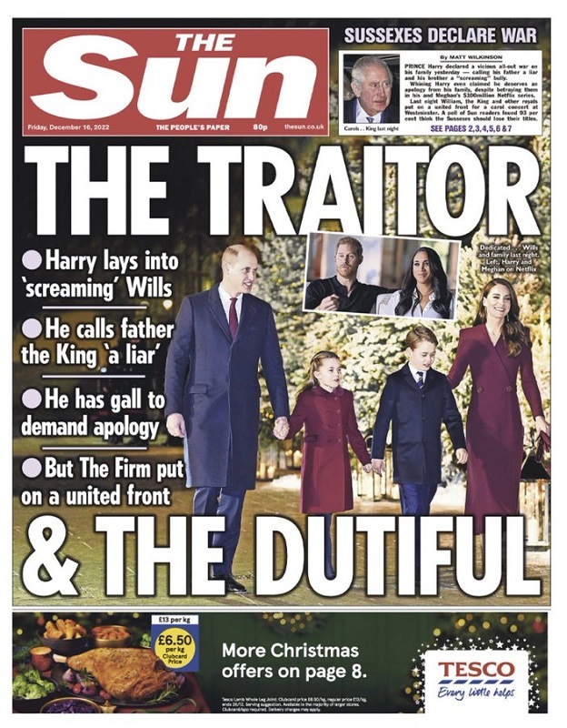 Presa britanică este de partea prinţului moştenitor William şi a soţiei sale Kate, după difuzarea serialului Netflix „Harry & Meghan” - FOTO