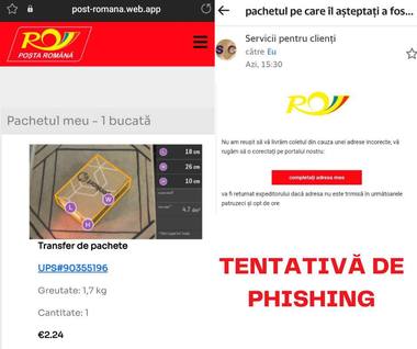 Directoratul de Securitate Cibernetică: Infractorii cibernetici continuă campaniile frauduloase în mediul online care se folosesc de identitatea vizuală a unor servicii de curierat / Identitatea vizuală a Poştei Române, copiată 

