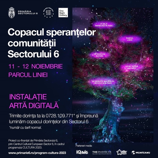 Instalaţia Copacul Dorinţelor Comunităţii sectorului 6 va fi lansată de One Night Gallery în Parcul Liniei