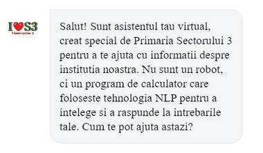 Sistem de chat dotat cu inteligenţă artificială, pe site-ul oficial al Primăriei Sector 3 / Poate ajuta cetăţenii în rezolvarea nevoilor administrative, dar continuă să înveţe

