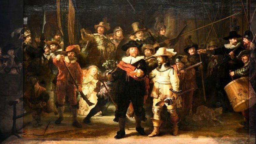 O tehnică de pictură inedită a fost folosită de Rembrandt în "Rondul de noapte", relevă un nou studiu
