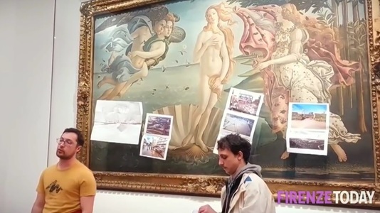 Tabloul „Naşterea lui Venus” de Botticelli, vizat de activiştii de mediu din Florenţa - VIDEO