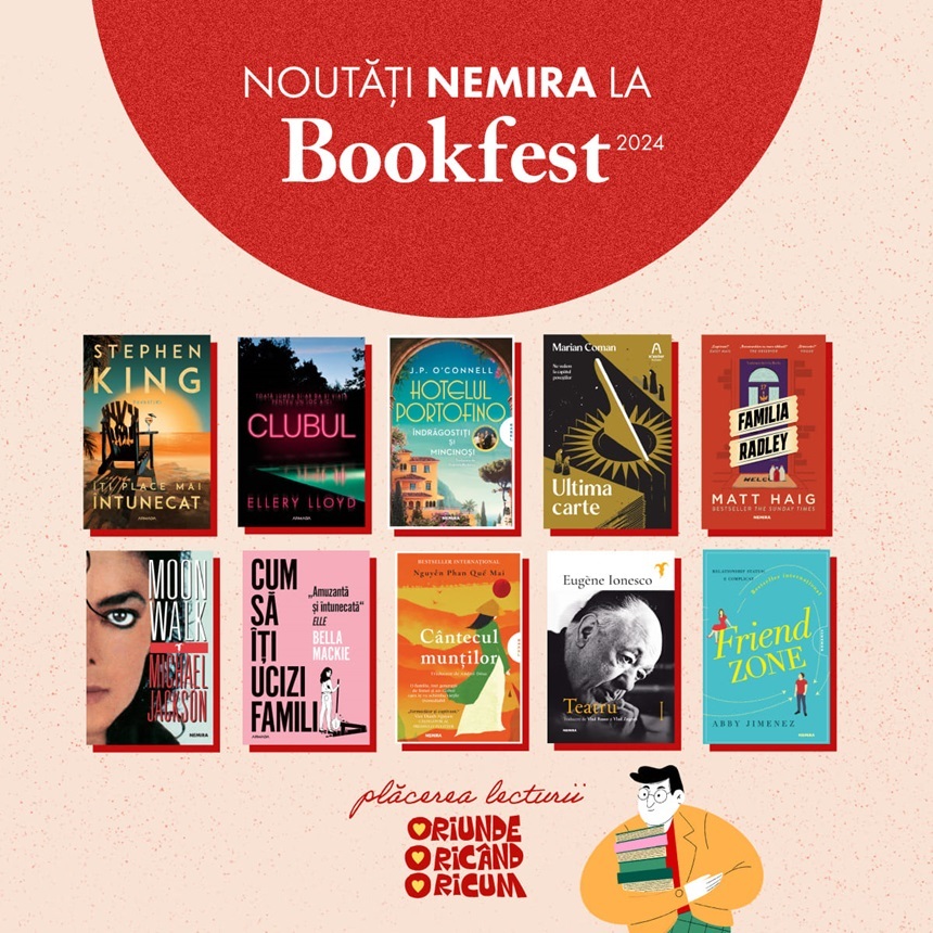 Editura Nemira la Bookfest - „Îţi place mai întunecat”, volum nou de Stephen King, „Moonwalk” de Michael Jackson, „Un gentleman la Moscova”, roman ecranizat de curând, şi integrala dramaturgiei lui Ionesco