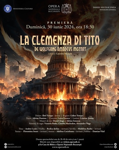 Ultima operă compusă de Mozart şi prima montare a lui Tompa Gábor la Opera Naţională Bucureşti va avea premiera în 29 şi 30 iunie