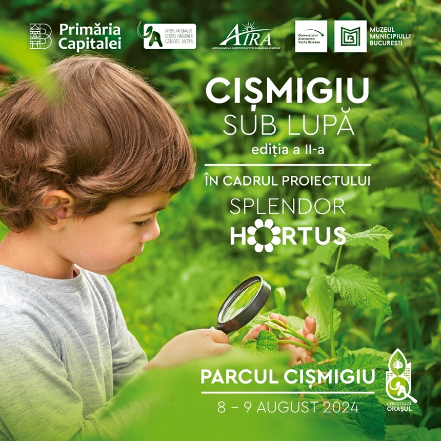 „Cişmigiu sub lupă”, între 8 şi 9 august. Copiii vor putea afla aspecte legate de fluturii exotici, relaţia între speciile de animale, plante şi om-natură