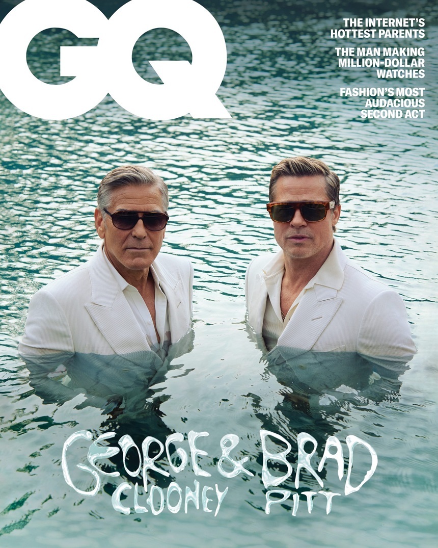 Brad Pitt a pozat cu George Clooney pentru revista GQ la vinăria care se află în centrul luptei sale juridice cu Angelina Jolie/ VIDEO
