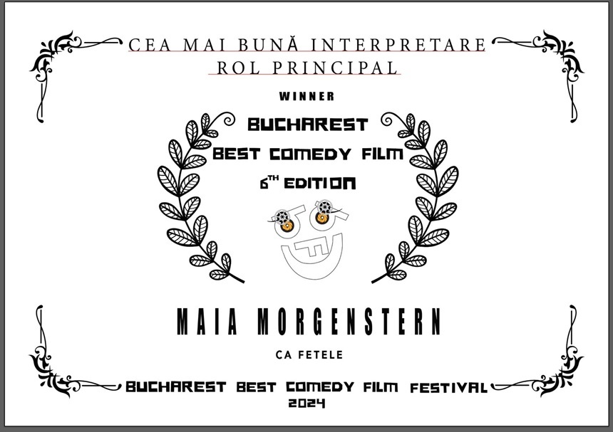 Maia Morgenstern este câştigătoarea Premiului pentru Cea mai bună interpretare a Festivalului Bucharest Best Comedy Film