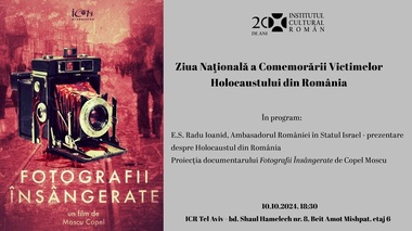 Ziua Naţională de Comemorare a Holocaustului, marcată de Institutul Cultural Român