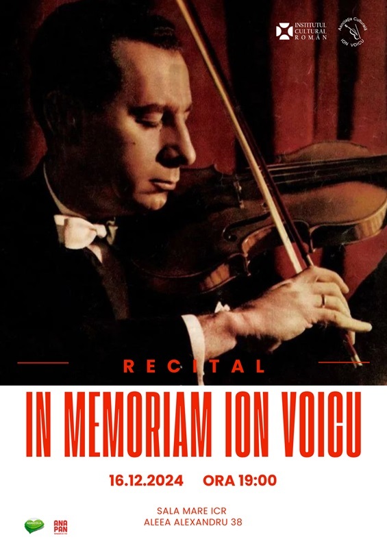 Recital de vioară şi pian „In memoriam Ion Voicu”, în Sala Mare a ICR