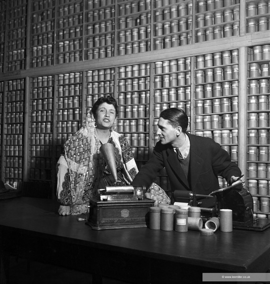  Harry Brauner (musicologist) with Maritza, [Maria Lătăreţu](Romanian folk-singer), Bucharest, Romania, 1946 by Lee Miller (529 M54 405) - © Lee Miller Archives England 2025. All Rights Reserved. www.leemiller.co.uk