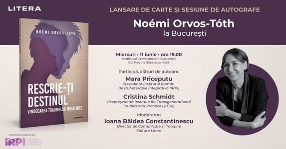 Noémi Orvos-Tóth, psiholog clinician maghiar specializat pe trauma transgeneraţională, îşi lansează o carte-ghid la Bucureşti