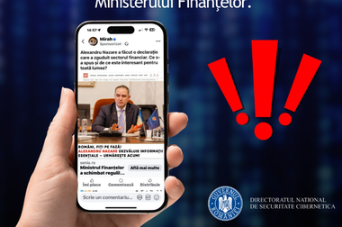 Avertisment al specialiştilor în securitate cibernetică – Campanie frauduloasă care promovează o aşa-zisă platformă de investiţii de stat, asociată în mod fals cu imaginea Ministerului Finanţelor