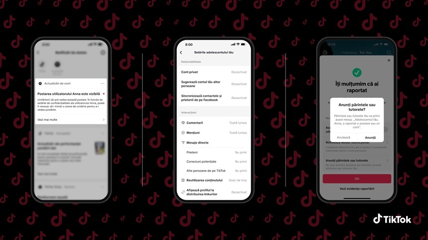 TikTok lansează noi instrumente de siguranţă pentru creatori, control parental şi comunitatea de pe platformă
