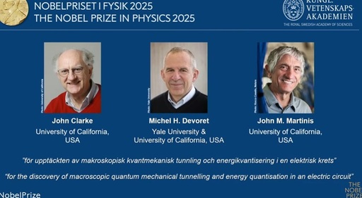 Premiul Nobel pentru Fizică 2025, acordat americanilor John Clarke, Michel H. Devoret şi John M. Martinis „pentru descoperirea tunelării cuantice macroscopice şi cuantificării energiei într-un circuit electric”/ VIDEO