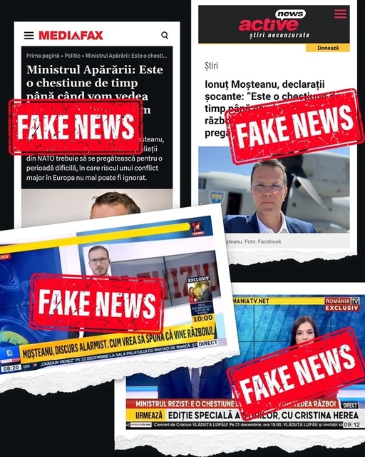 Ministrul Apărării anunţă că va sesiza CNA, după ce televiziuni şi publicaţii i-au atribuit o declaraţie potrivit căreia „este o chestiune de timp până când vom vedea război”/ Moşteanu: „Este un fals grosolan”