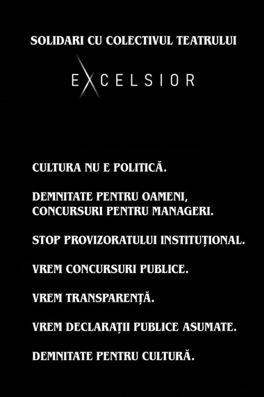Colectivul Teatrului Excelsior solicită PMB menţinerea lui Vlad Cristache în funcţia de manager interimar şi organizarea urgentă a concursului de management