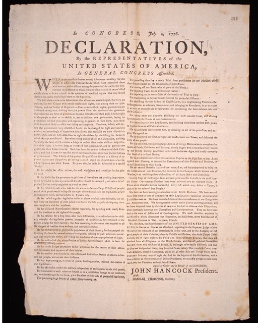 Un exemplar rar al Declaraţiei de Independenţă a SUA, descoperit de Arhivele Naţionale ale Regatului Unit printre documentele unei nave americane capturate