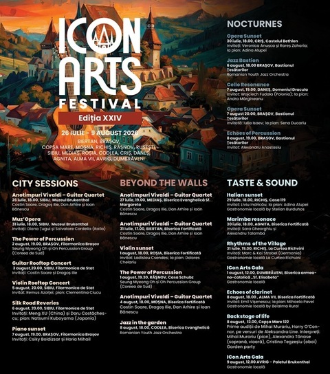 Festivalul ICon Arts Transilvania - Mai mult de 30 de concerte în biserici fortificate, castele şi palate din 17 localităţi