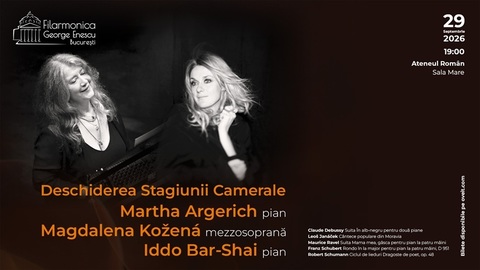 Filarmonica George Enescu deschide Stagiunea 2026-2027 cu un recital extraordinar al legendarei pianiste Martha Argerich/ VIDEO
