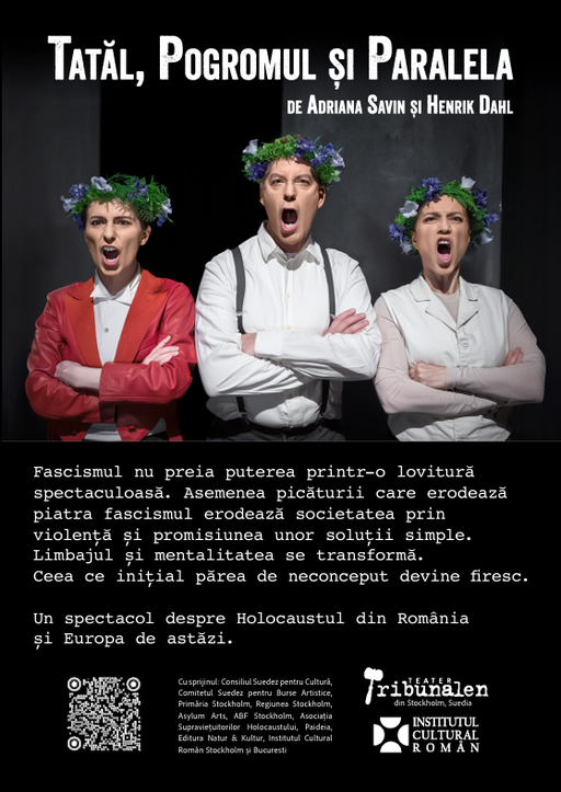 Teater Tribunalen din Stockholm, în turneu în România cu spectacolul „Tatăl, Pogromul şi Paralela”