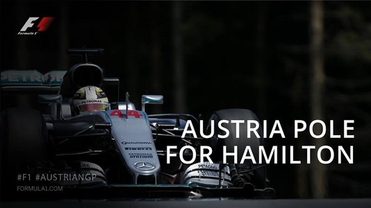 Hamilton în pole position la Marele Premiu de Formula 1 al Austriei; Rosberg, al doilea în calificări, va pleca de pe 7
