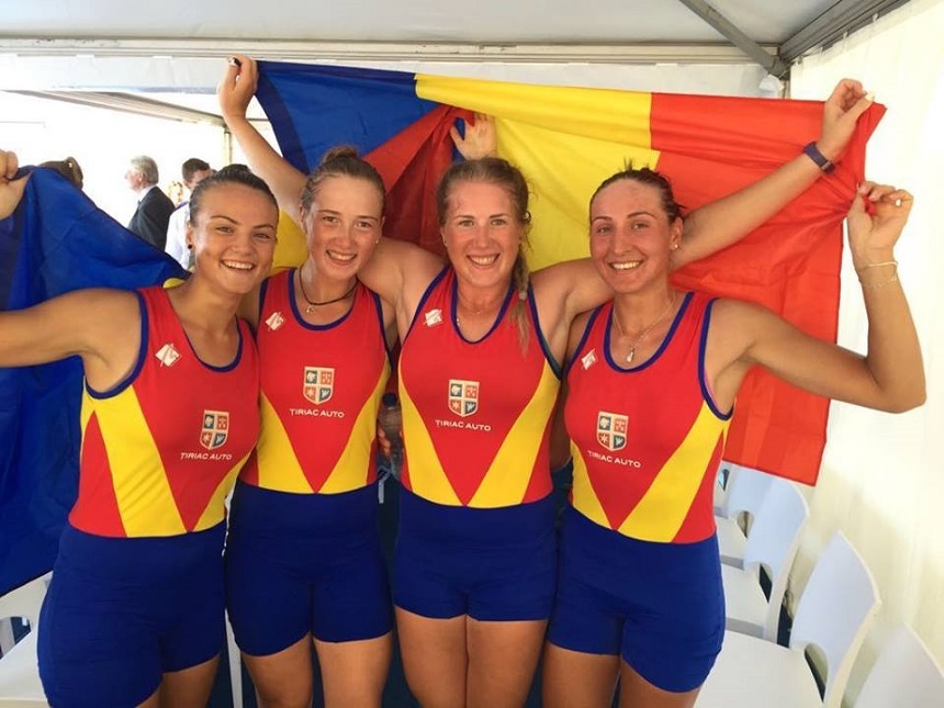 Echipajul feminin de patru rame al României, medalie de argint la CM de canotaj tineret de la Rotterdam