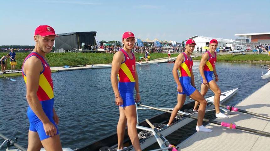 Echipajul de patru rame masculin al României, medalie de aur la CM de juniori de la Rotterdam