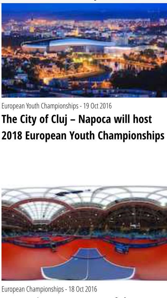 Campionatul European de tenis de masă juniori din 2018 va avea loc la Cluj-Napoca
