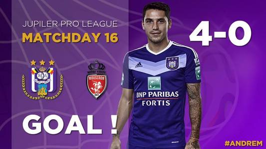 Nicolae Stanciu a marcat primul gol în campionatul Belgiei în meciul Anderlecht Bruxelles - Mouscron, scor 7-0