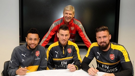 Arsenal Londra a prelungit contractele jucătorilor francezi Olivier Giroud, Laurent Koscielny şi Francis Coquelin