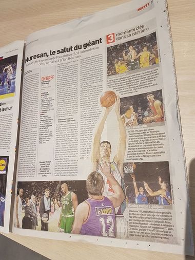 Ghiţă Mureşan va asista la meciul Pau Orthez - U BT Cluj din Europe Cup; L’Equipe i-a dedicat o pagină lui Big Ghiţă