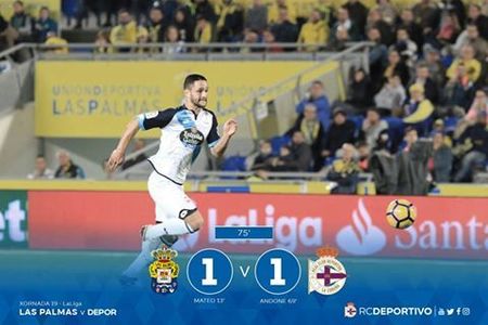 Florin Andone a marcat un gol în meciul Las Palmas - Deportivo La Coruna, scor 1-1, din campionatul Spaniei