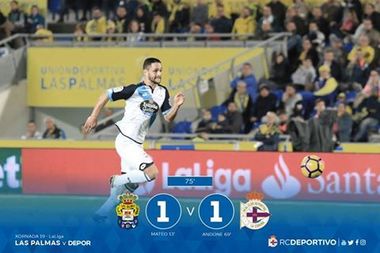 Florin Andone a marcat un gol în meciul Las Palmas - Deportivo La Coruna, scor 1-1, din campionatul Spaniei
