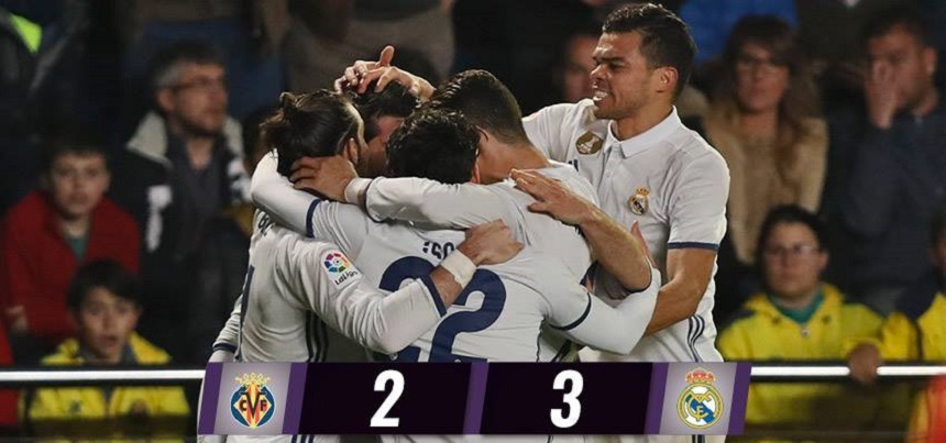 Real Madrid s-a impus cu 3-2 în faţa echipei Villarreal, după ce a fost condusă cu 2-0