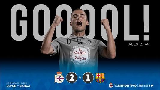 FC Barcelona a fost învinsă de Deportivo La Coruna, scor 2-1, şi a rămas cu un punct avans faţă de Real Madrid