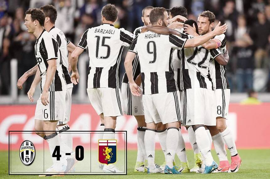 Juventus Torino a învins cu scorul de 4-0 Genoa şi s-a distanţat la 11 puncte de a doua clasată în Serie A, AS Roma