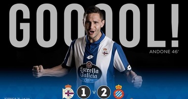 Florin Andone a marcat pentru Deportivo La Coruna în meciul cu Espanol, pierdut cu scorul de 1-2