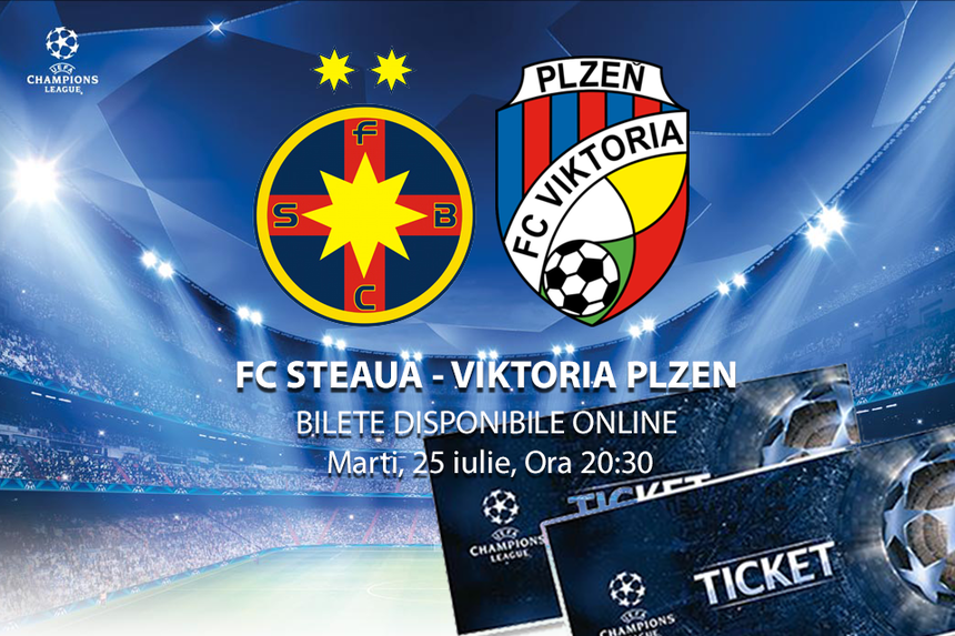 Bilete cu preţuri cuprinse între 20 şi 200 de lei la meciul FCSB - Viktoria Plzen